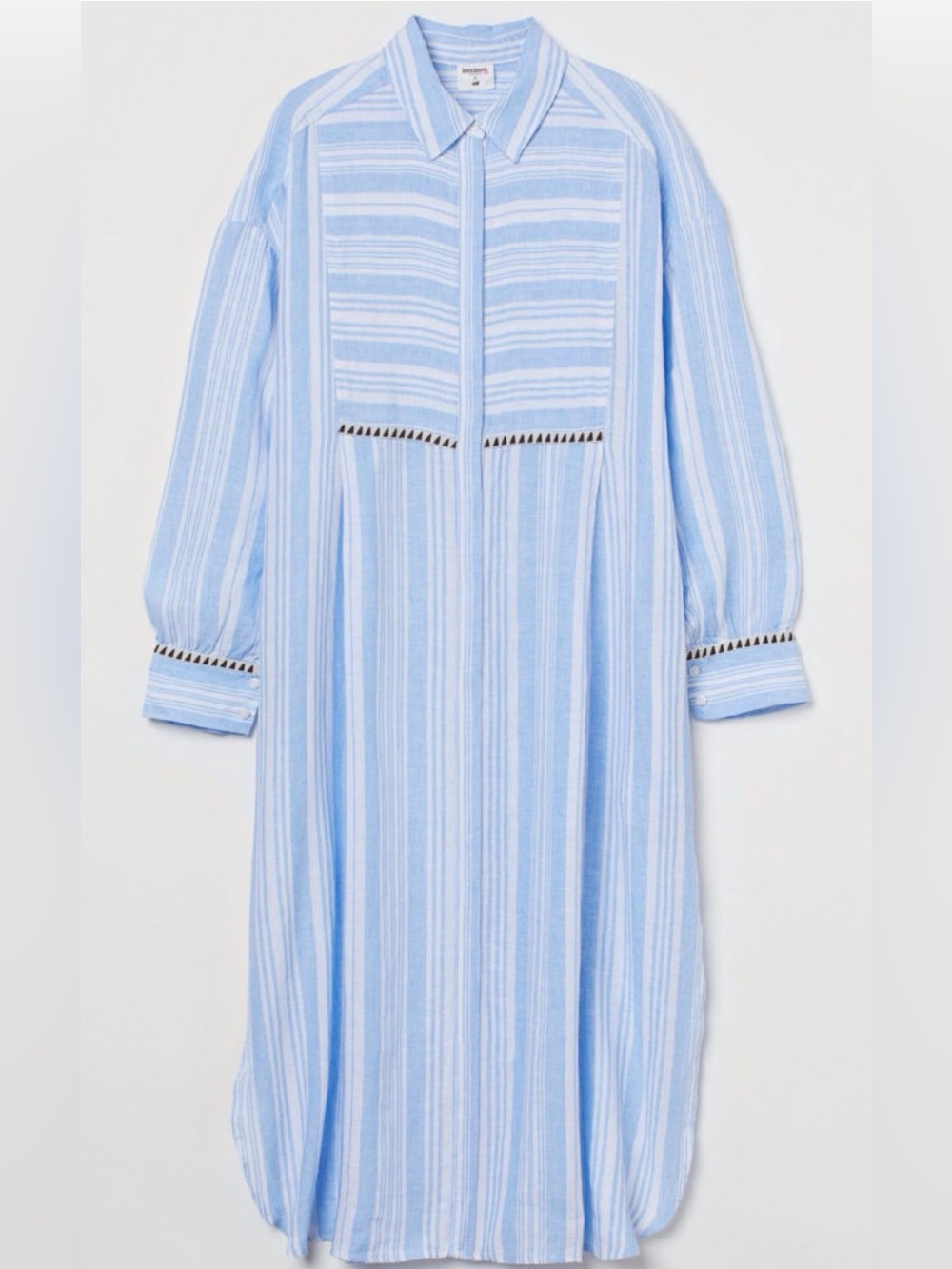 Sz L Lemlem x H&M blue and white shirt dress